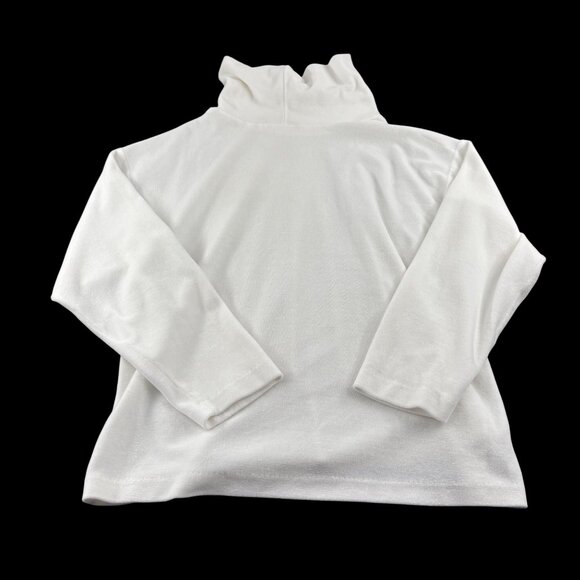 Aileen White Velour Turtleneck Long Sleeve Top Made In Usa Soft Large - Picture 1 of 5